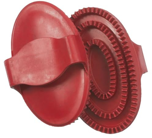 Tough1 Large Rubber Curry Comb - Red
