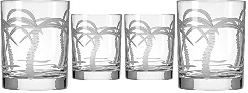 Rolf Glass 203003-S/4 Palm Tree Double Old Fashioned Glass (Set of 4), Clear