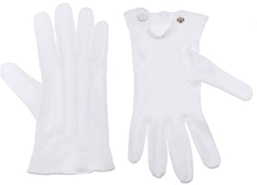 Handschuhe Baumwolle mit Knopf weiß L