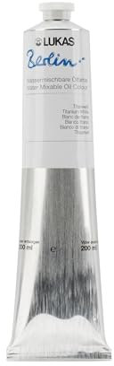 LUKAS BERLIN OIL 200 ml - Wassermischbare Ölfarbe in Premium-Qualität - Farbton Titanweiß