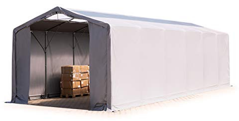 TOOLPORT Zelthalle Lagerzelt mit OBERLICHT 6x12x3 m Garage Industriezelt PVC Plane 850 N wasserdicht grau