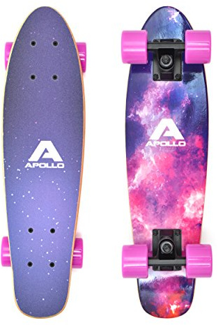 Fancy Board Apollo - Supernova Mini - Tavola cruiser completa vintage | Dimensioni: 22'' (57,15 cm) | Colore: rosa/viola| Skateboard piccolo e maneggevole