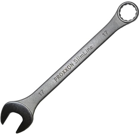 Proxxon 23917 Ring-Maulschlüssel SlimLine Größe 17mm - 15° abgewinkelt auf der Ringseite - Chrom-Vanadium Stahl