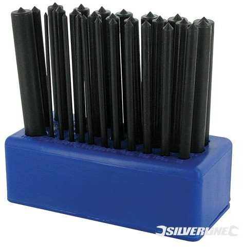 Körner-Set, Maschinenbau, 28-teilig, 2 - 13 mm, genaues Übertragen von Bohrlöchern von einem Werkstück auf ein anderes, spitze Spitze für genaue Markierung