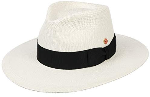 Mayser Nizza Panamahut Strohhut Panamastrohhut Sonnenhut Herrenhut Damen/Herren - Made in The EU mit Ripsband, Ripsband Sommer Frühling-Sommer - 55 cm Natur