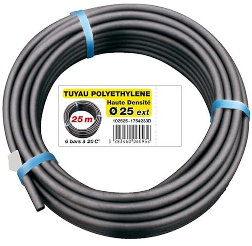 Jardibric - Couronne PEHD Ø25mm 6 Bars (25m) - Tuyau Haute Résistance pour Arrosage Enterré et Irrigation Durable