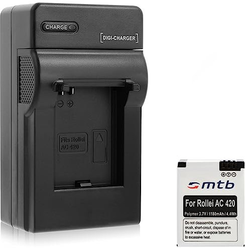 Akku + Ladegerät (KFZ, Netz) kompatibel mit Rollei Actioncam AC 420