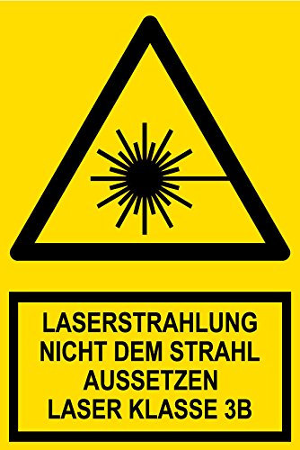 Warnschild aus Folie - Laserstrahl Nicht dem Strahl aussetzen Laser Klasse 3B - 20 x 30 cm