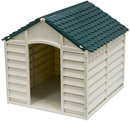 Hundehütte, PVC, 71 x 71 x 68 cm, Hellgrau/Grün