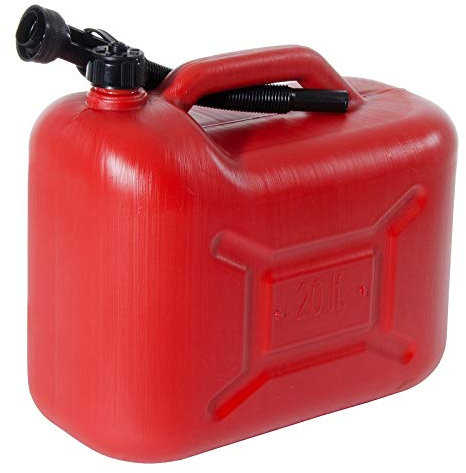 VERDELOOK Tanica in plastica Rossa per Carburante con boccaglio, capienza 20 Litri