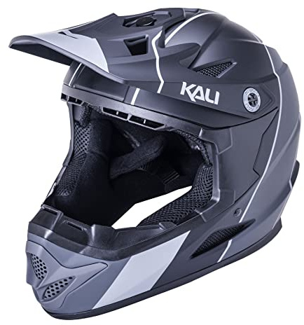 Kali Protectives Zoka Stripe Adult Full face Mountain Bike Helmet for MTB, BMX, Downhill and Cycling - Mat Black/Grey XL
