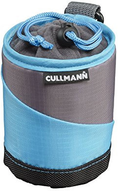 Cullmann Kleine 98632 und Wasserabweisende Schutz-Tasche für Kamera-Objektiv, Cyan/Grau, Lens Container, 80 x 100 x 80 mm
