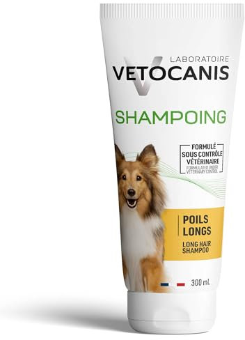 Vetocanis | Shampoing pour Chien | Démêlant Pour Poils Longs | Naturel, sans Silicone ni Parabène | Aspect Brillant et Soyeux | Formulé sous Contrôle Vétérinaire | Fabriqué en France | 300 ml