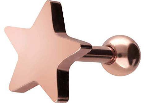 PIERCINGLINE Chirurgenstahl Ohrpiercing Stern Piercing Schmuck Ohr Stecker Helix Roségoldfarben