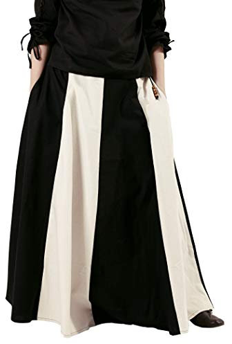 Battle-Merchant Mittelalterlicher Rock Damen Baumwolle | bodenlang und weit ausgestellt in div Farben S-XXL | Mittelalter LARP Kleidung Magd Wikinger (Schwarz/Natur, M)