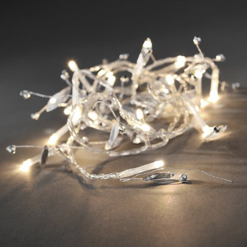Konstsmide LED Dekolichterkette, Glasperlen, 20 warm weiße Dioden, batteriebetrieben, Innen, transparentes Kabel, 3 x AAA 1.5V (exkl.) - 3180-103