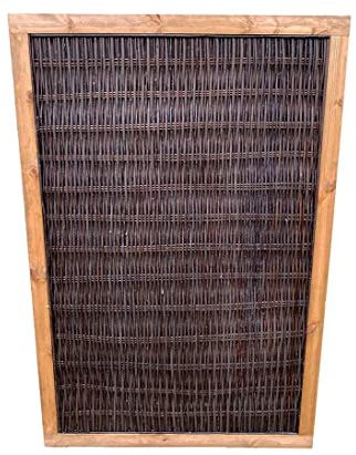 bambus-discount.com Sichtschutzelement aus natürlicher Weide Cornwell mit 180 x 120cm - Sichtschutzwand aus geflochtenen Weidenruten im Holzrahmen