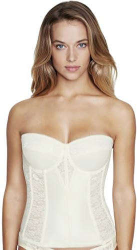 Dominique Women’s Lace Longline Corset Bustier Bra #8949 – Strapless Bra Seamless Full Figure Support - Lingerie for women