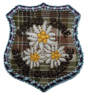 alles-meine.de GmbH Wappen Edelweiß - 4,9 cm * 5,4 cm - Bügelbild Aufnäher Applikation/blau lila Orden - Trachten nostalgisch Oktoberfest Alpen