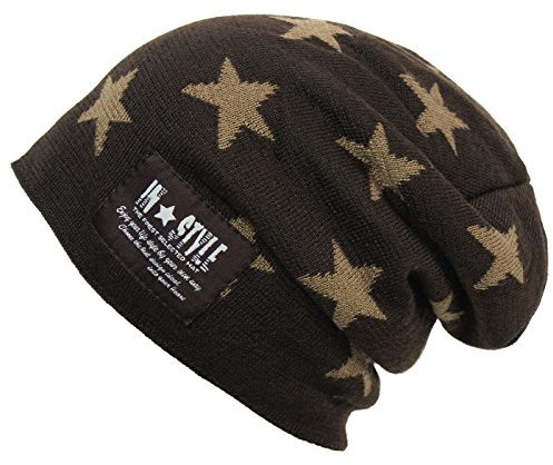 Glamexx24 warme Klassische Slouch Unisex Long Strick Beanie Mütze mit Stern Teddyfleece und Innenfutter