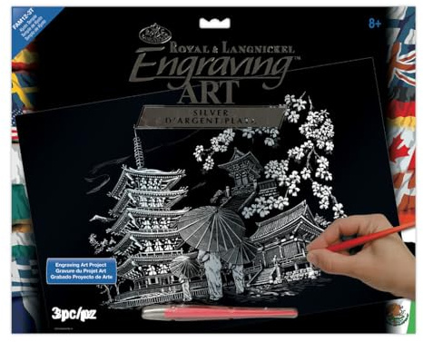 Royal & Langnickel FAM-12 - Engraving Art/Kratzbilder, DIN A3, Kyoto Tempel, silber