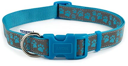 Ancol Patterned Collection Reflective Paw Collar. Size 5-9 to fit neck circumference 45-70 cm, Blue
