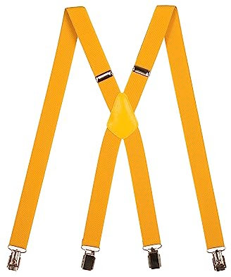 Olata Unisex Hosenträger schmal mit Metallclips/Verstellbare Hosenträger X-Form mit überkreuzten Trägern – 2,5 cm. Gelb