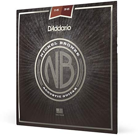 D'Addario Cuerdas de Guitarra Acústica, Níquel Bronce, NB1656, Guitarra Resofónica Calibre Medio 16-56, Juego de 6 Cuerdas, Paquete de 1
