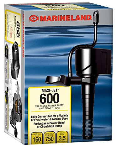 Marineland Maxi-Jet 600, Multi-Use Water Pump and Power Head, Fully Convertible (ML90510), 160/750 GPH
