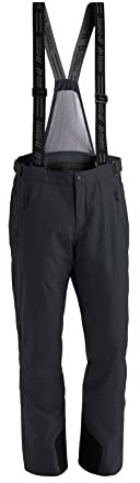 Maier Sports Anton 2, Herren Skihose, Wasserdichte Schneehose mit Hosenträgern, Stretchmaterial und verstellbarer Bund, PFC-frei, mTHERM Wattierung & mTEX Wetterschutz, Schwarz, Gr. 60 (W44/L33)