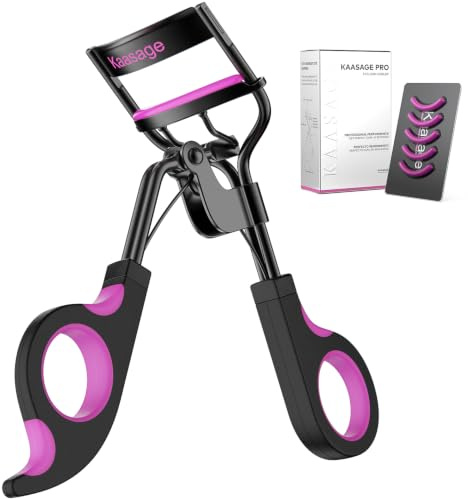 Kaasage Eyelash Curler with Pads, Lash Curler with 5 Extra Silicone Replacement Pads, Achieve Perfect Curls in 5 Seconds