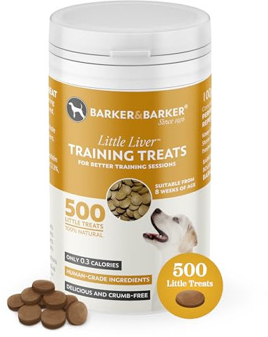 Barker and Barker Little Liver Dog Training Treats - 500 Tasty & Healthy Treat Pot - Grain Free, Low Calorie, High in Protein & B Vitamins, No Artificials - 100% Human-Grade for Puppies & Small Dogs