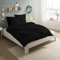 Carpe Sonno Biber Bettwäsche 240 x 220 cm Baumwolle - 2tlg Bettwäsche Winter - Set aus Deckenbezug mit Reißverschluss + Kissenbezug - Flauschige Winter Bettwäsche Flanell - Schwarz