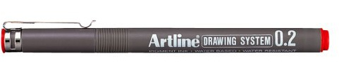 Artline 0.2mm Drawing System - Red (Pack of 12)