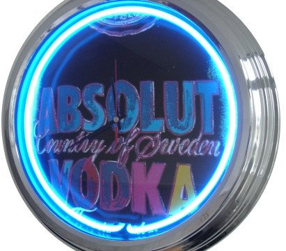 Horloge néon Absolument Vodka Horloge murale décorative Horloge lumineuse Style rétro des années 50