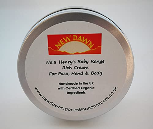 Organic Natural Baby Lavender Rich Cream / Moisturiser for Dry skin - Range No.8 - Eczema / Nappy Rash and Cradle Cap Relief. Good for Sensitive Skin / New Born Skin - Made with Coconut, Rosehip and Starflower Oil (250ml)