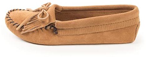 Minnetonka Women's Kilty Suede Softsole Moccasin, Taupe, 7.5 M US