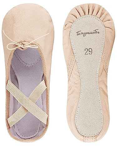tanzmuster Ballettschuhe / Ballettschläppchen aus Leder, ganze Ledersohle, sandfarben, Größe:,38