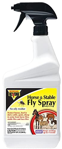 REVENGE Horse & Stable Fly Spray, 32 oz Ready-to-Use, Long Lasting Insecticide Controls and Repels Fleas and Ticks