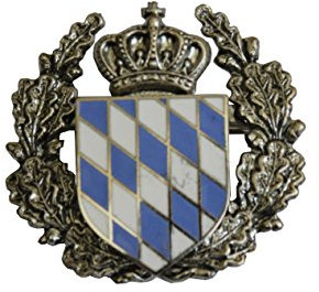 Breiter Hutanstecker Hutabzeichen Hutschmuck Trachten-Anstecker Bayrisches Wappen 3 x 3 cm Einsatz mit Ehrenkranz Trachtenpin Brosche