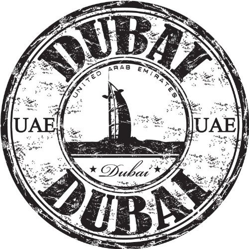 Dubai city United Arab Emirates Travel Grunge Stamp Hochwertigen Auto-Autoaufkleber 12 x 12 cm