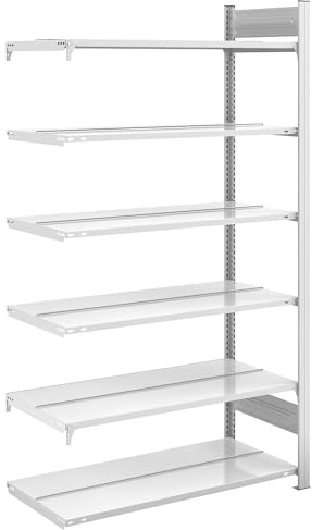 hofe | Akten-Steckregal | RAL 7035 | Regalhöhe 2000 mm | doppelseitig | Anbauregal | BxT 1000 x 600 mm