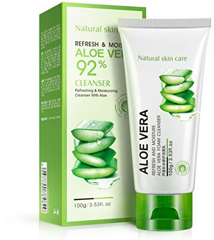 BIOAQUA 92% Aloe Vera Foam Cleanser - Refresh & Moisture Aloe Vera 92% Cleanser. Shrink Pores & Oil Control Deep Cleaning Face Cleanser.(100G)
