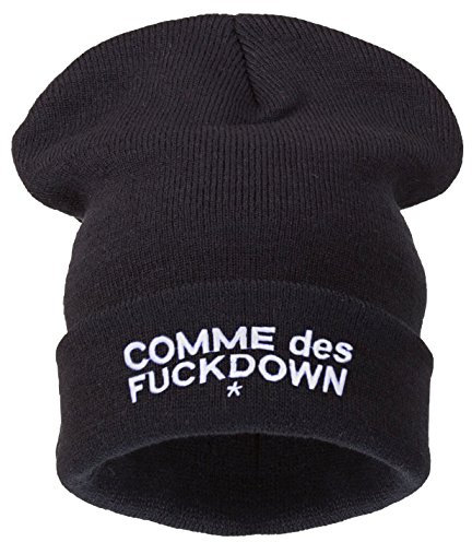 4sold Comme des Fuckdown Beanie Hat in Shwarz (schwarz weiß)