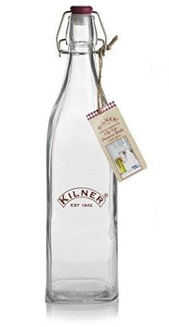 Set of 2 1Litre Vintage Glass Kilner Beer Wine Gin Cordial Oil Flip Top Preserving Bottles