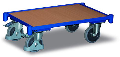 Euro System Roller mit Boden und Eckhülsen RAL5010 Enzianblau Rollwagen