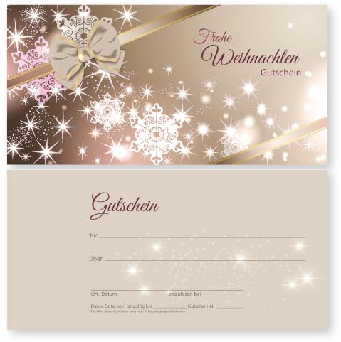 cosmeticPlus 50 Weihnachtsgutscheine Gutscheinkarten XMAS BEAUTY für Kosmetikstudio Gutscheine Geschenkgutscheine