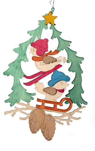 Kuhnert Bastelset Fensterbild „2 Vögel im Schnee“ - Holz-Bausatz zum Selbergestalten - ca. 19 x 28 cm - Kreatives Bastelprojekt für die ganze Familie - Made in Germany