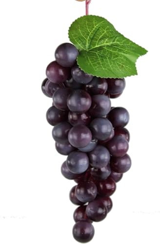 GMMH Künstliche Deko Trauben, (Rot, Rund, 30 cm) Lebensechte Weintrauben, Weinrebe, Plastikobst, Plastiktrauben, Plastikfrucht, Kunstobst, Dekoration, Hochzeitsdeko, Schaufenster, Küche, Hotel