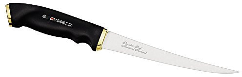 Marttiini Finnisches Filetiermesser, 19cm, Kautschuk-Griff, Lederscheide, mit persönlicher Gravur
